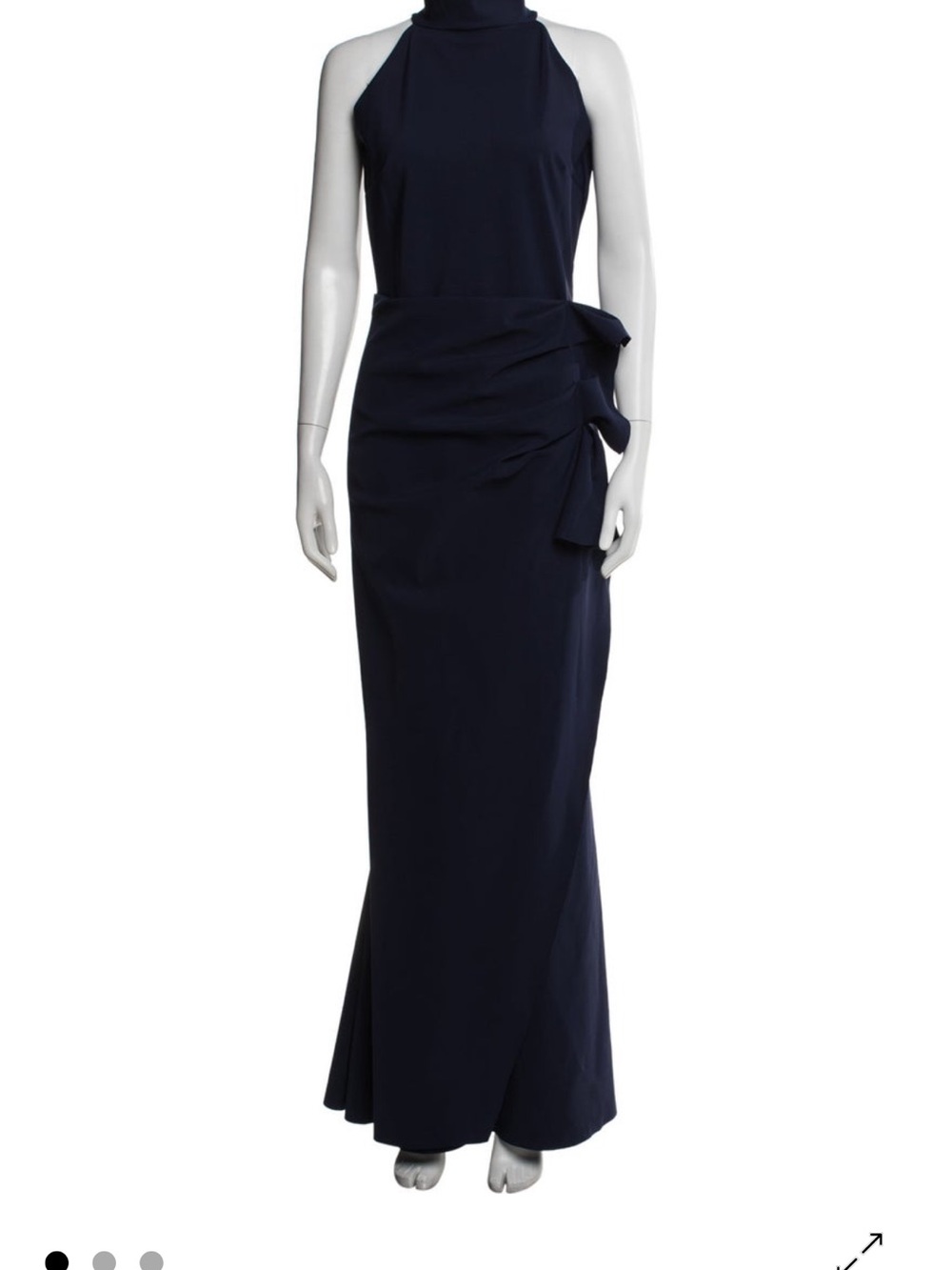 Chiara Boni Navy Halter Maxi Dress with Side Draped Bow